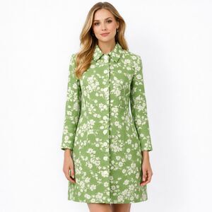 LOFT Coat Size 4 Overcoat Linen Blend Floral Long Sleeve **